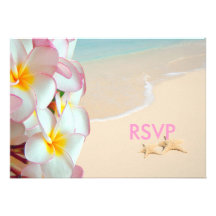 PixDezines rsvp Pink Plumeria/beach/tropical Personalized Announcements