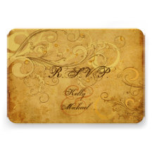 PixDezines RSVP, Vintage cream swirls Personalized Invitation