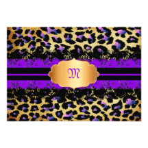PixDezines rsvp, vintage lace+cheetah/purple+pink Personalized Announcement