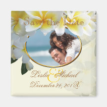 PixDezines Save Date, Plumeria Lei Magnets