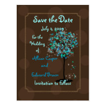PixDezines Save the Date/chocolate+blue Postcards