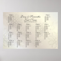 PixDezines Snowflakes, seating chart by Table #s Poster
