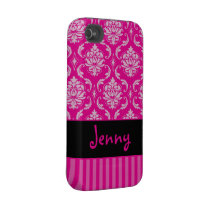 PixDezines Vendome Damask/Pink+Black/DIY colour Tough Iphone 4 Covers