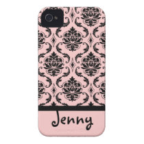 PixDezines Vendome Damask/Pink+Black/DIY colour Iphone 4 Cover