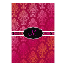 PixDezines Victorian Damask/Berry, Berry/DIY colou Invitations