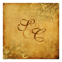 PixDezines Vintage Cream Swirls/Faux Parchment Personalized Invite