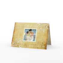 PixDezines Vintage Cream Swirls+Photo (optional) Greeting Card