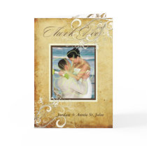 PixDezines Vintage Cream Swirls+Photo (optional) Greeting Card