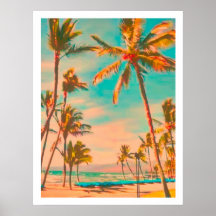 PixDezines vintage hawaiian beach Poster