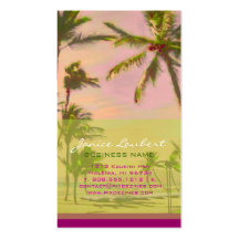 PixDezines Vintage Hawaiian Beach Scene/Magenta Business Cards