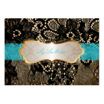 PixDezines Vintage Lace-Up/black+teal Business Card