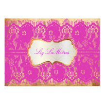 PixDezines Vintage Lace-Up/hot pink Business Cards