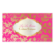 PixDezines vintage tanza damask/faux gold+pearl Business Card Template