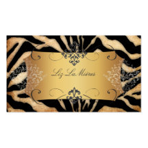 PixDezines Vintage zebra + lace damask Business Card Template