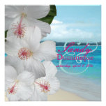 PixDezines White Hibiscus/beach/tropical wedding Custom Announcements