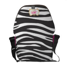 PixDezines zebra stripes/monogram Messenger Bags