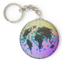 Pixel Globe Key Chains
