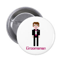 Pixel Groomsman - rouge foncé - coutume Badge