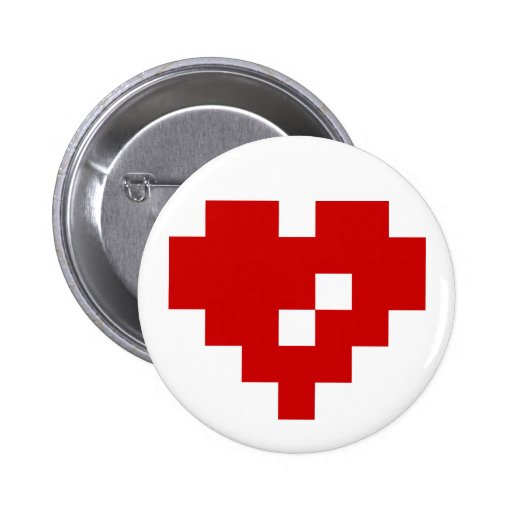 Pixel Heart 8 Bit Love Pinback Buttons