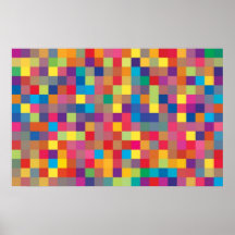Pixel Rainbow Square Pattern Print