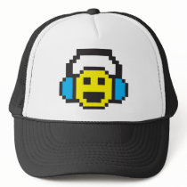 Pixel Smiley DJ Trucker Hat