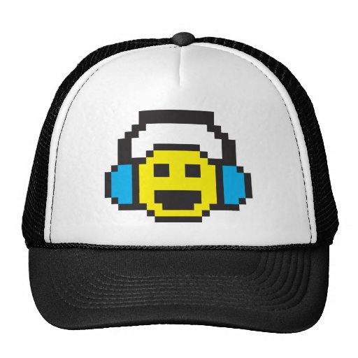 Pixel Smiley DJ Trucker Hat