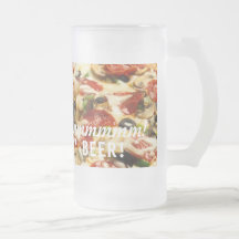 pizza and beer mug