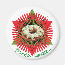 Pizza Bagel : Jewish Italian Refrigerator Magnet