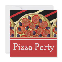 Pizza birthday party boys girls announcements