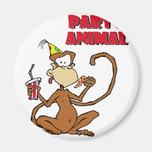Pizza Monkey Party Animal Fridge Magnets