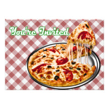 Pizza on Red Chequered Cloth You're Invited