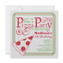 Pizza Party Birthday Custom Invite