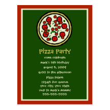 Pizza Party Birthday Invitation Post Card