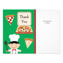 Pizza Party Birthday Thank You Card Announcement