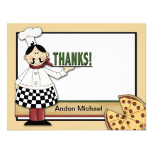 Pizza Party Flat Thank You Card Personalized Announcements