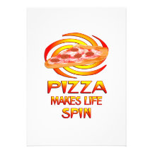 Pizza Spins Custom Invitations