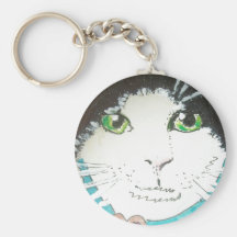 Pj kitty black and white keychain
