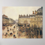 Place du Théâtre Français, Paris: Rain by Pissarro Poster
