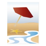 plage avec le parapluie cartes postales