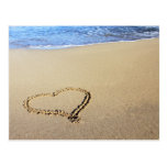 Plage de coeur d'amour carte postale