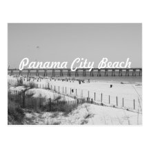 Plage de Panamá City, pilier de FL et noir et blan Cartes Postales