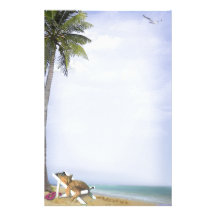 Plage Kitty Papier À Lettre Personnalisable
