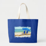 Plage, parapluie et chaises au rivage sac en toile