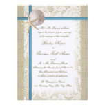Plage romantique et mariage bleu de dentelle invitations personnalisées