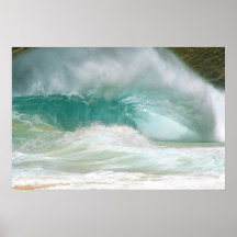 Plage sablonneuse Hawaï de Shorebreak Affiche