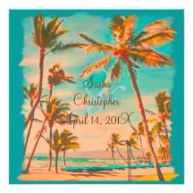 Plage vintage de PixDezines Scence/Aloha/Luau Invitations