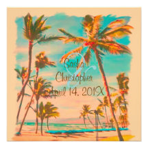 Plage vintage de PixDezines Scence/Aloha/Luau Invitations Personnalisées