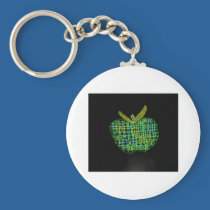 plaid apple on black keychains