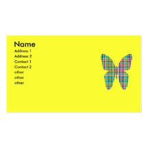 plaid butterfly business card