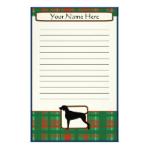 Plaid Christmas Weimaraner Stationery
